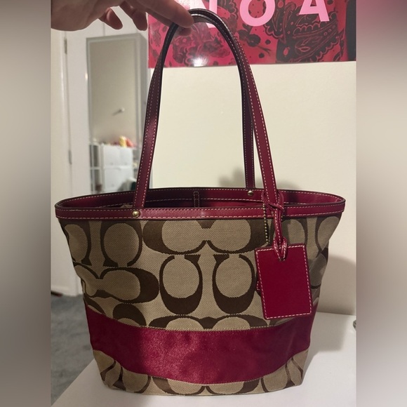 Coach Handbags - Coach Vintage Legacy Red Stripe Signature Cs Tote Shoulder Bag 2006